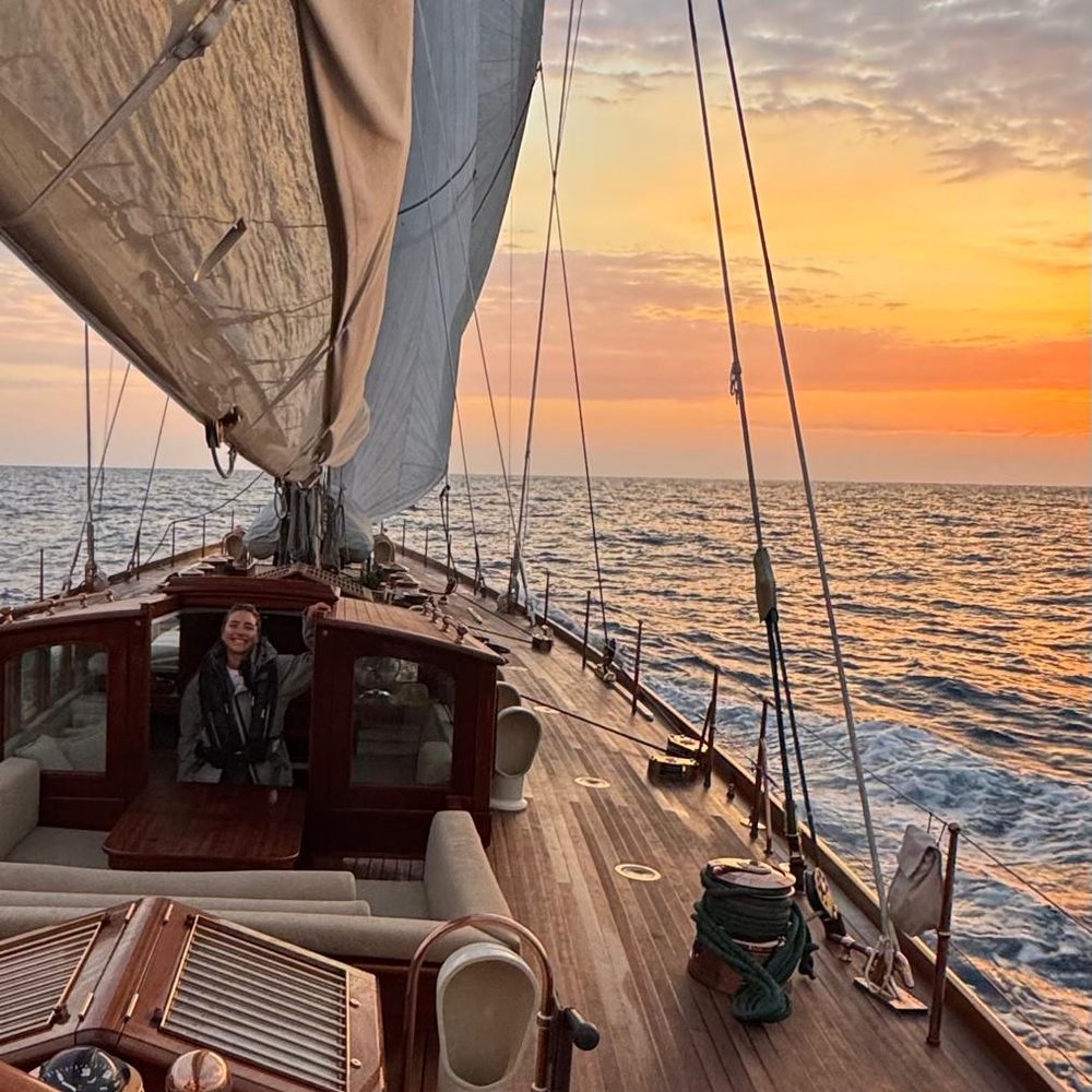 Sunset watch at the helm