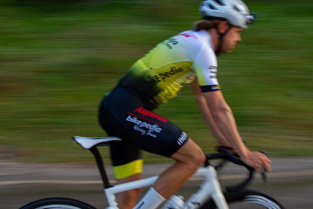 At speed, the background pulled into streaks