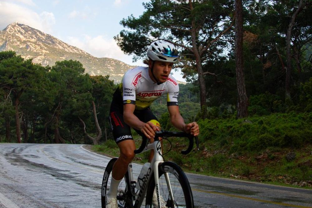 Riding a wet mountain road at first light